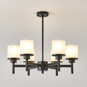 English Elm 6-light Frosted Glass Industrial Farmhouse Chandelier for Foyer Dining High Ceilings W5008P511250