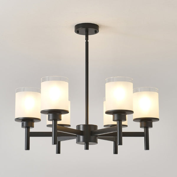 English Elm 6-light Frosted Glass Industrial Farmhouse Chandelier for Foyer Dining High Ceilings W5008P511250