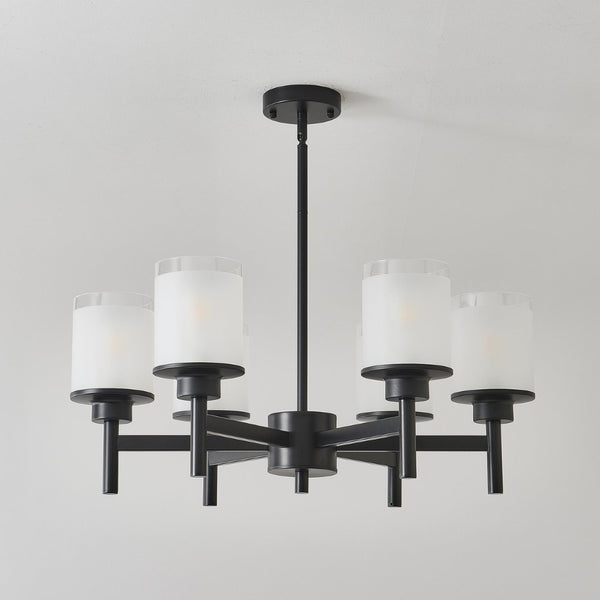 English Elm 6-light Frosted Glass Industrial Farmhouse Chandelier for Foyer Dining High Ceilings W5008P511250