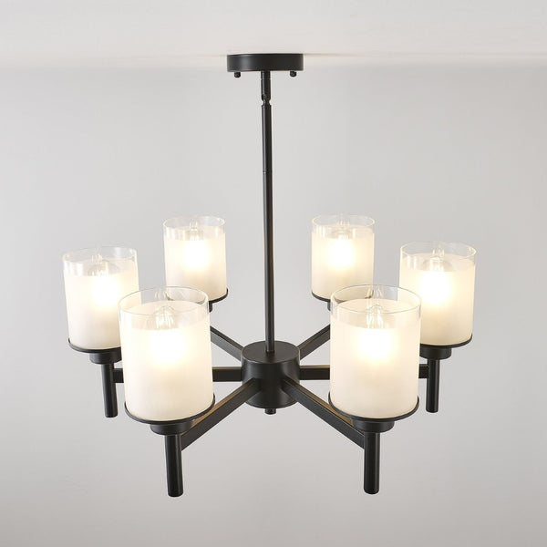 English Elm 6-light Frosted Glass Industrial Farmhouse Chandelier for Foyer Dining High Ceilings W5008P511250