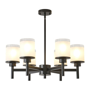English Elm 6-light Frosted Glass Industrial Farmhouse Chandelier for Foyer Dining High Ceilings W5008P511250