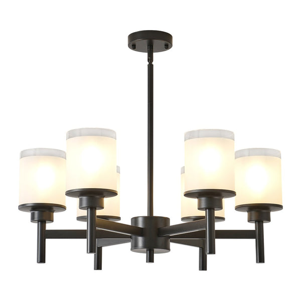 English Elm 6-light Frosted Glass Industrial Farmhouse Chandelier for Foyer Dining High Ceilings W5008P511250