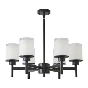 English Elm 6-light Frosted Glass Industrial Farmhouse Chandelier for Foyer Dining High Ceilings W5008P511250