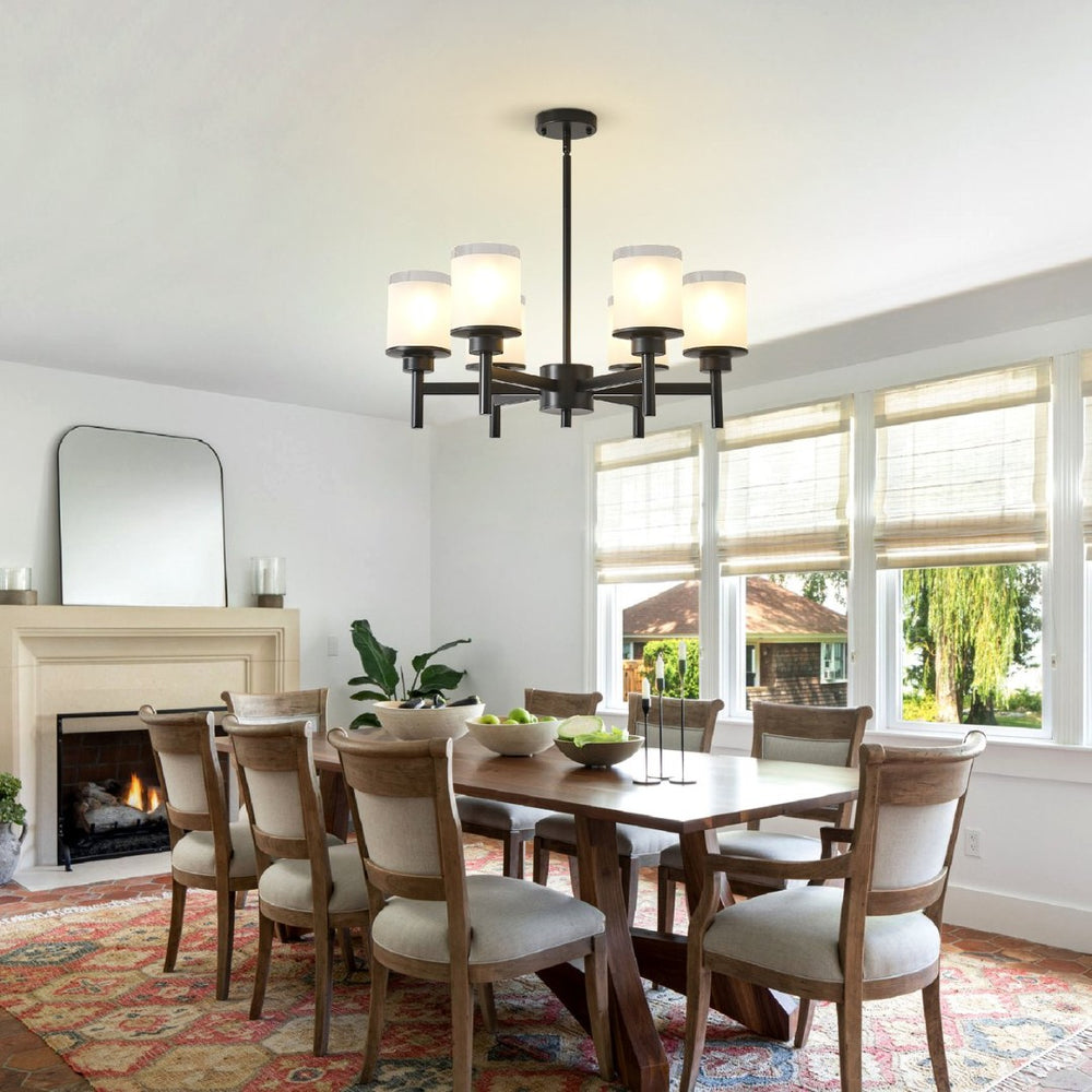 English Elm 6-light Frosted Glass Industrial Farmhouse Chandelier for Foyer Dining High Ceilings W5008P511250