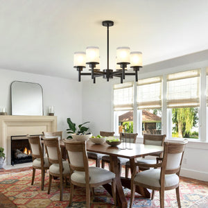 English Elm 6-light Frosted Glass Industrial Farmhouse Chandelier for Foyer Dining High Ceilings W5008P511250