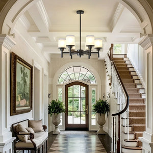 English Elm 6-light Frosted Glass Industrial Farmhouse Chandelier for Foyer Dining High Ceilings W5008P511250