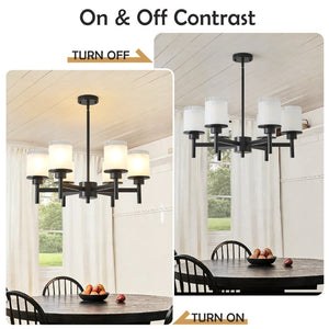 English Elm 6-light Frosted Glass Industrial Farmhouse Chandelier for Foyer Dining High Ceilings W5008P511250