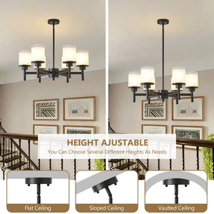 English Elm 6-light Frosted Glass Industrial Farmhouse Chandelier for Foyer Dining High Ceilings W5008P511250