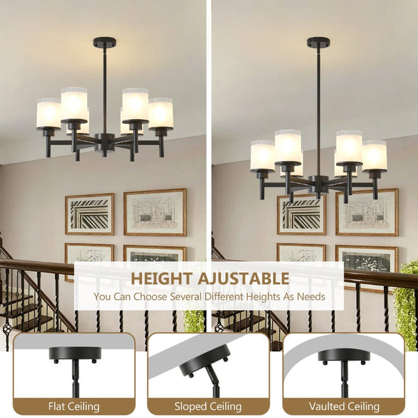 English Elm 6-light Frosted Glass Industrial Farmhouse Chandelier for Foyer Dining High Ceilings W5008P511250