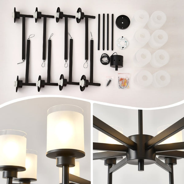 English Elm 6-light Frosted Glass Industrial Farmhouse Chandelier for Foyer Dining High Ceilings W5008P511250