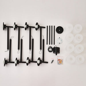 English Elm 8-light Farmhouse Chandelier Matte Black Frame Frosted Glass Shades for High Ceilings W5008P511252