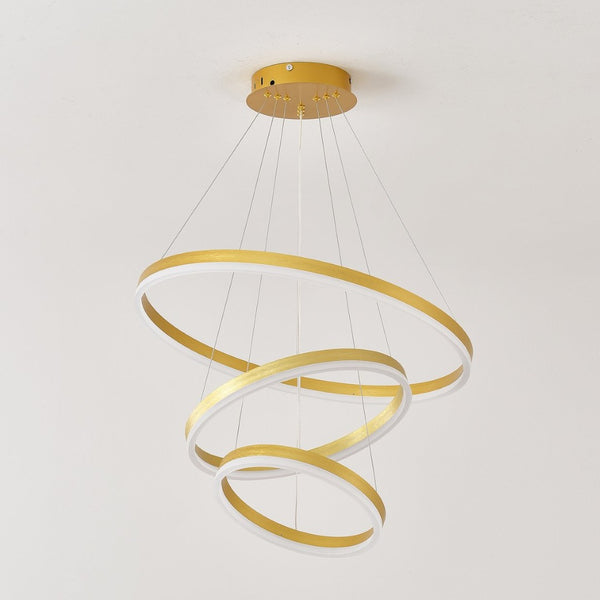 English Elm Modern Gold Three Ring Acrylic Led Chandelier Dimmable Pendant for Dining Living W5008P511655