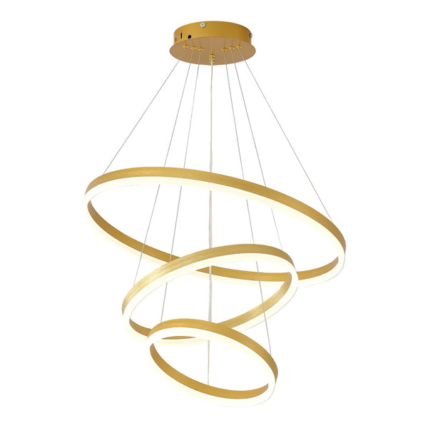 English Elm Modern Gold Three Ring Acrylic Led Chandelier Dimmable Pendant for Dining Living W5008P511655