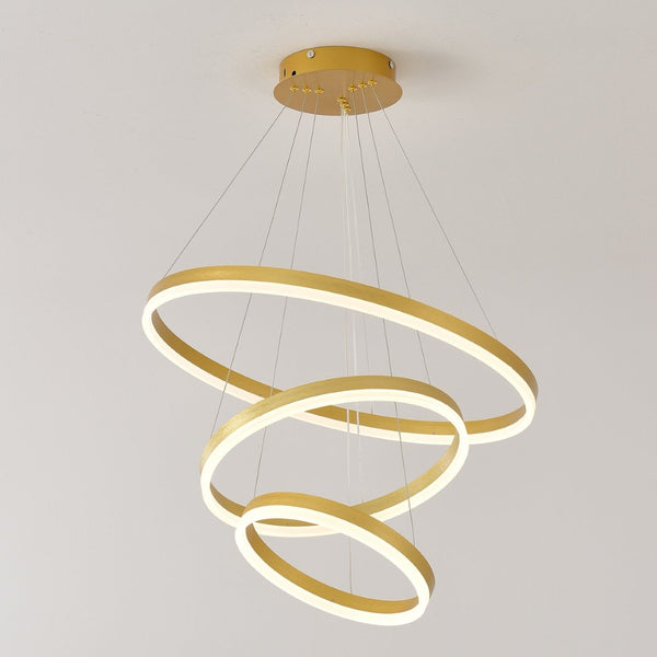 English Elm Modern Gold Three Ring Acrylic Led Chandelier Dimmable Pendant for Dining Living W5008P511655