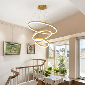 English Elm Modern Gold Three Ring Acrylic Led Chandelier Dimmable Pendant for Dining Living W5008P511655