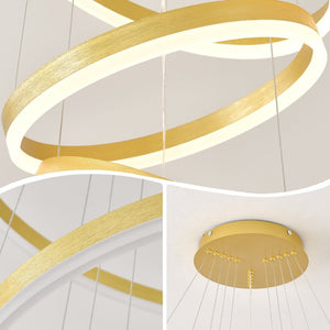 English Elm Modern Gold Three Ring Acrylic Led Chandelier Dimmable Pendant for Dining Living W5008P511655