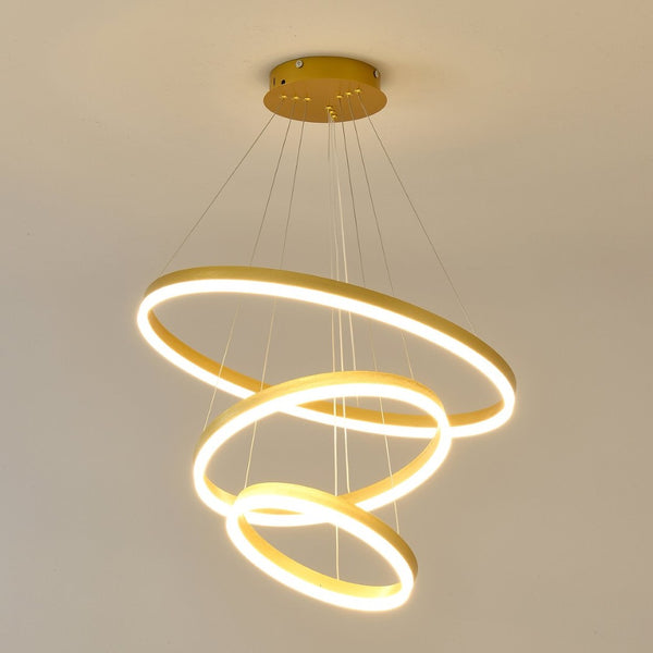 English Elm Modern Gold Three Ring Acrylic Led Chandelier Dimmable Pendant for Dining Living W5008P511655