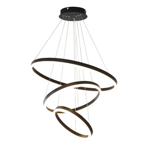 English Elm Modern Matte Black Triple Ring Led Chandelier Dimmable with Remote for Dining Rooms W5008P511703