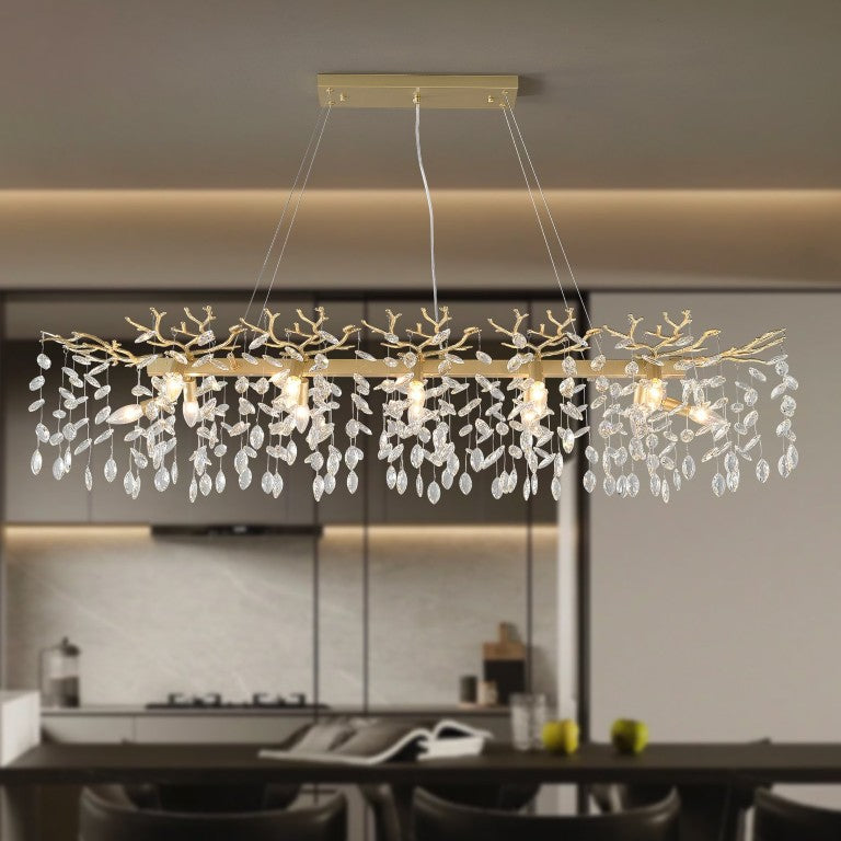 English Elm Large Seeded Glass Rectangular Pendant Gold Frame Farmhouse Dining Kitchen Island Light W5008P512924