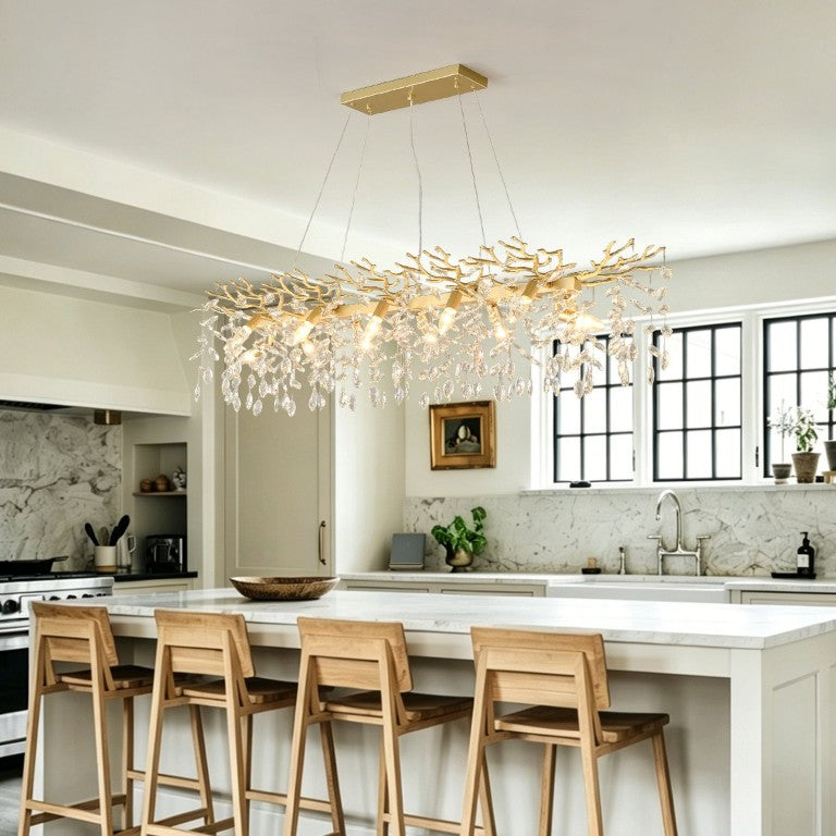English Elm Large Seeded Glass Rectangular Pendant Gold Frame Farmhouse Dining Kitchen Island Light W5008P512924