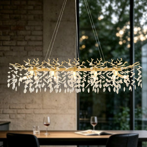 English Elm Large Crystal Drop Pendant Light Gold Frame Dining Room Kitchen Island Decor W5008P512927
