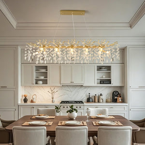 English Elm Large Crystal Drop Pendant Light Gold Frame Dining Room Kitchen Island Decor W5008P512927