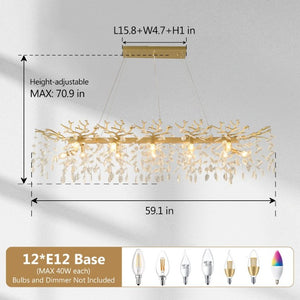 English Elm Large Crystal Drop Pendant Light Gold Frame Dining Room Kitchen Island Decor W5008P512927