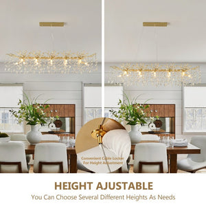English Elm Large Crystal Drop Pendant Light Gold Frame Dining Room Kitchen Island Decor W5008P512927
