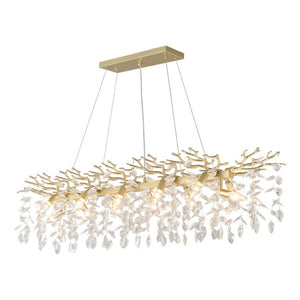 English Elm Large Crystal Drop Pendant Light Gold Frame Dining Room Kitchen Island Decor W5008P512927