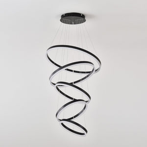 English Elm Modern Five Ring Acrylic Led Chandelier Dimmable Remote Dining Living Entryway Ceiling Black W5008P541387