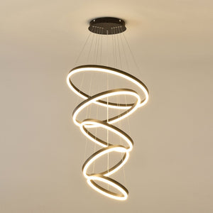 English Elm Modern Five Ring Acrylic Led Chandelier Dimmable Remote Dining Living Entryway Ceiling Black W5008P541387