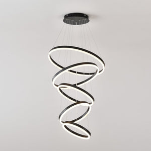 English Elm Modern Five Ring Acrylic Led Chandelier Dimmable Remote Dining Living Entryway Ceiling Black W5008P541387