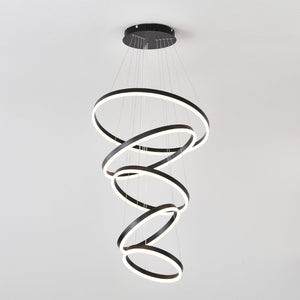 English Elm Modern Five Ring Acrylic Led Chandelier Dimmable Remote Dining Living Entryway Ceiling Black W5008P541387