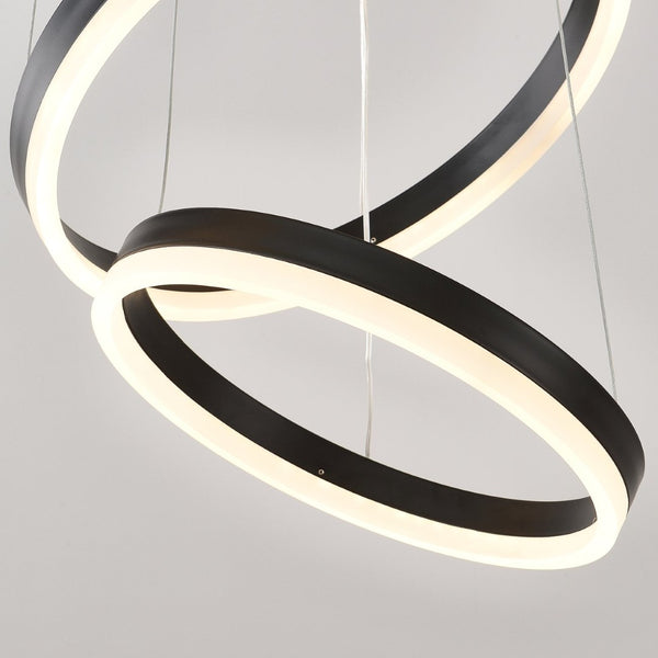 English Elm Modern Five Ring Acrylic Led Chandelier Dimmable Remote Dining Living Entryway Ceiling Black W5008P541387