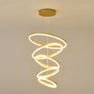 English Elm Modern Five Ring Acrylic Led Chandelier Dimmable Remote Dining Living Entryway Ceiling Gold W5008P541398