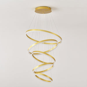 English Elm Modern Five Ring Acrylic Led Chandelier Dimmable Remote Dining Living Entryway Ceiling Gold W5008P541398