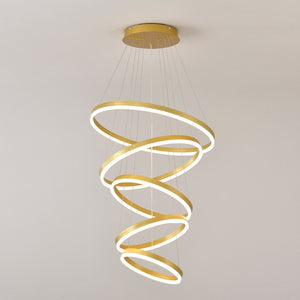 English Elm Modern Five Ring Acrylic Led Chandelier Dimmable Remote Dining Living Entryway Ceiling Gold W5008P541398
