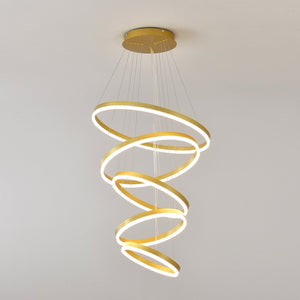 English Elm Modern Five Ring Acrylic Led Chandelier Dimmable Remote Dining Living Entryway Ceiling Gold W5008P541398