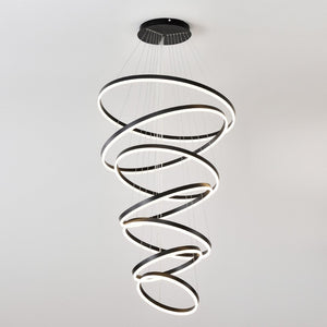 English Elm 7 Ring Tiered Led Chandelier Dimmable Acrylic Sculptural Pendant for Dining Entryway Matte Black W5008P541425