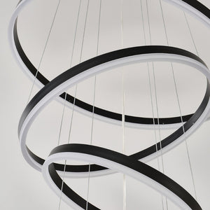 English Elm 7 Ring Tiered Led Chandelier Dimmable Acrylic Sculptural Pendant for Dining Entryway Matte Black W5008P541425