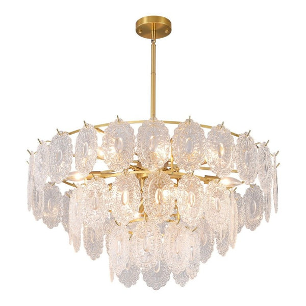 English Elm 31.49 Inch 12 Light Copper Chandelier with Seeded Glass Shades for Dining Rooms W5008P543898