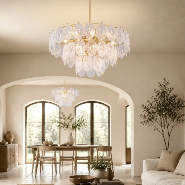 English Elm 31.49 Inch 12 Light Copper Chandelier with Seeded Glass Shades for Dining Rooms W5008P543898
