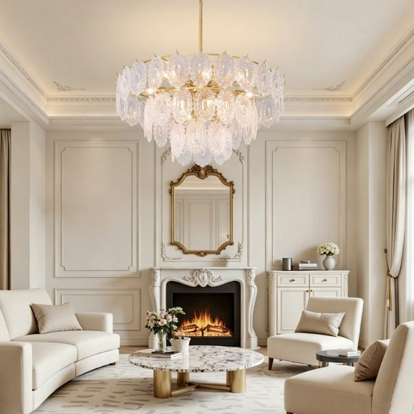 English Elm 31.49 Inch 12 Light Copper Chandelier with Seeded Glass Shades for Dining Rooms W5008P543898