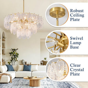 English Elm 31.49 Inch 12 Light Copper Chandelier with Seeded Glass Shades for Dining Rooms W5008P543898