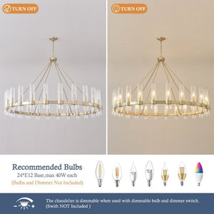 English Elm 61.4 Inch Gold Wagon Wheel Chandelier 24 Light Seeded Glass Industrial Farmhouse Foyer W5008P543993