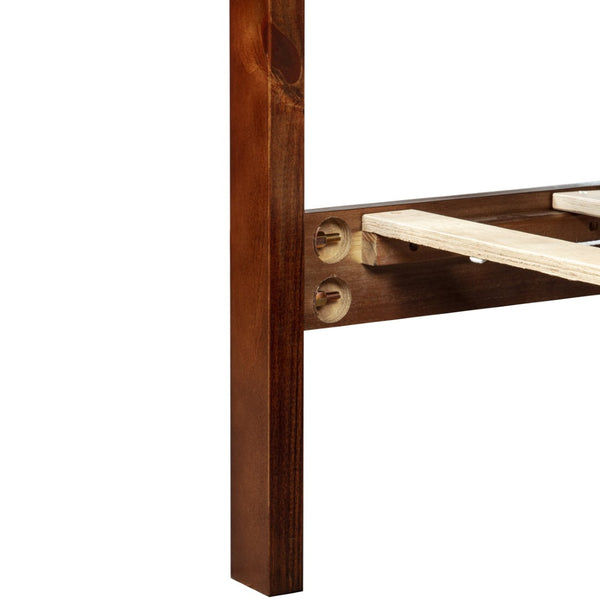 English Elm Farmhouse Queen Bed Solid Pine Slat Panel Headboard Footboard Platform Frame Walnut W504P397205