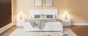 English Elm Farmhouse King Bed with Slatted Barn Door Headboard Solid Pine Frame 500 Lb Support White W504P397207