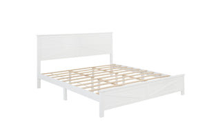English Elm Farmhouse King Bed with Slatted Barn Door Headboard Solid Pine Frame 500 Lb Support White W504P397207