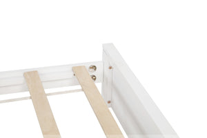 English Elm Farmhouse King Bed with Slatted Barn Door Headboard Solid Pine Frame 500 Lb Support White W504P397207