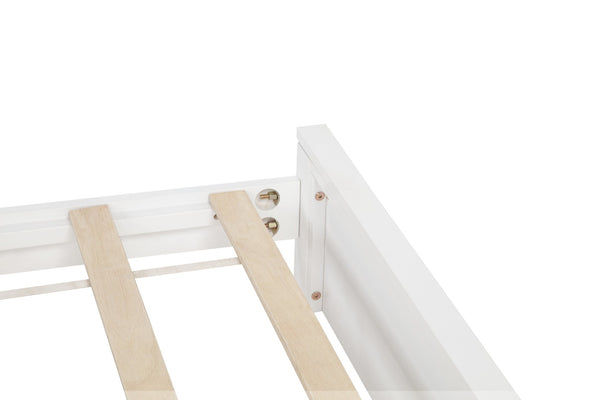 English Elm Farmhouse King Bed with Slatted Barn Door Headboard Solid Pine Frame 500 Lb Support White W504P397207